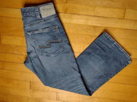 Silver Jeans Mens 34x30 Blue Zac Relaxed Fit Straight Leg Denim Whiskering - £23.69 GBP