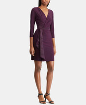 American Living Womens Ruffled V Neck Dress Size 8 Color Purple - £68.74 GBP