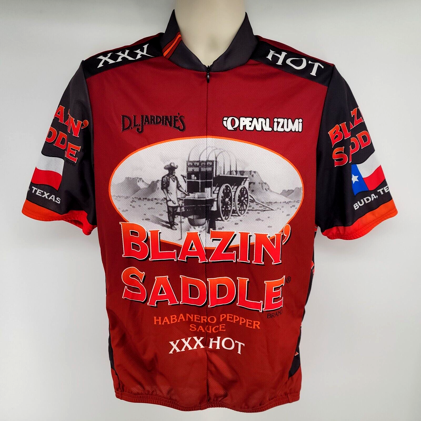 Pearl Izumi Cycling Jersey Texas Men's L Blazin’ Saddle Habanero Hot Sauce - $34.60