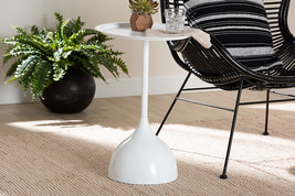 Virden White Metal Pedestal Side Table - $956.63 MXN
