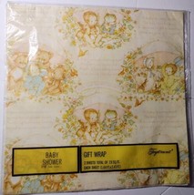 Vtg Forget Me Not Baby Shower Wrapping Paper 2 Sheets Storybook Nursery ... - $9.49