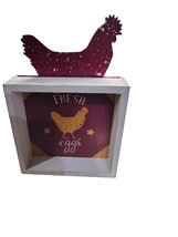 New! &quot;Fresh Eggs”. Chicken Table Decor Farmhouse Wood Sign Tier Tray Farm. - £13.21 GBP