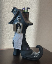 New Halloween Witch Boot House Light Up Skeleton Figurine Statue Tabletop 12&quot; - £36.06 GBP