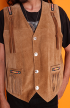 Western Wear Handmade Lakota Indian Beaded Suede Hide American Vest Cowb... - $78.87+