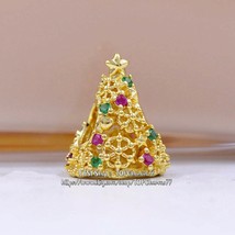 2022 Winter Release 14K Gold Plating Moments Glitter Christmas Tree Charm With C - £12.88 GBP