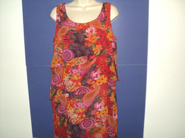 Sacred Threads Dress Womens Size M Layered Sleeveless Floral Paisley Red... - £17.70 GBP