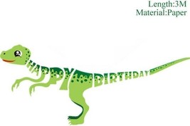 Velociraptor Happy Birthday Banner Dinosaur Decoration Kids Boys Party S... - £10.61 GBP