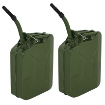 2Pc 5 Gallon Jerry Can Steel Green Military Army Backup 20L Storage Tank - £94.70 GBP