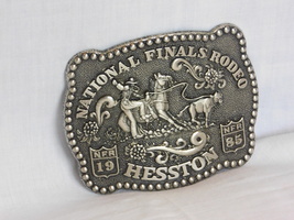 1985 Hesston National Finals Rodeo 3.5&quot; x 3&quot; Belt Buckle Unused - £15.16 GBP