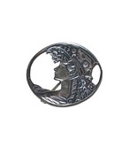Vintage Sterling Silver Art Nouveau Lady in Hat Profile Brooch - $645.85 MXN