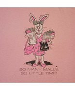 Vintage 80s Pink Shopping Graphic T-shirt Paper Thin Shopaholic Single S... - $28.94