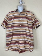 Tallia Men Size XL Colorful Striped Button Up Shirt Short Sleeve Retro - £8.35 GBP