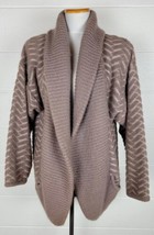 Vtg 80s Sideffects Mohair Blend Herringbone Oversize Open Sweater Jacket S - £27.69 GBP