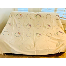 Hand Embroidered Floral Vintage Table Cloth - $35.63