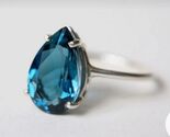 925 Starling Silver Simulate Blue Topaz Handmade Ring Gift Free Ship - $77.95
