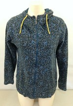 Bench Women&#39;s Blue Black Cheetah Print Long Sleeve Full Zip Jacket Size Medium - £8.58 GBP