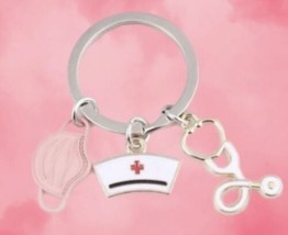 Nurse - Doctor - Medical Staff Keychain Key ring with three Charms - £7.92 GBP