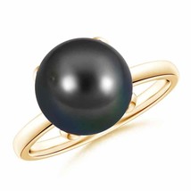 ANGARA Classic Solitaire Tahitian Pearl Ring for Women, Girls in 14K Solid Gold - £380.57 GBP