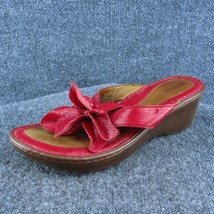 Born Flowers Women Flip Flop Sandal Shoes Red Leather Size 7 Medium - £19.55 GBP