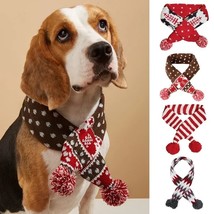 Christmas Pet Scarf: Knitted Elk Design with Hair Ball - Festive Dog &amp; Cat Acces - £25.83 GBP