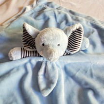 Carters Blue Elephant Lovey Security Blanket Rattle Striped Ears Satin Lined - £11.59 GBP