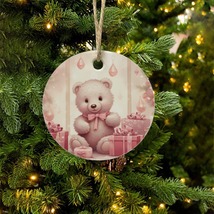 NEW! Light Red/Pink Christmas Multi Styles Round Christmas Ceramic Ornament - $12.99