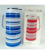 Vintage The Cook&#39;s Bazaar - Blue &amp; White Striped Coffee Carafe - 1.9 Liter - £18.17 GBP