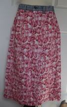 Vtg 1990s Maxou A Line Midi Pink Tulip Cotton Skirt M Denim Levi Upcycled - £25.53 GBP
