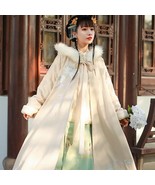 Windbreaker Fur Hooded Cloak | Fleece Embroidered Winter Cape - $249.00