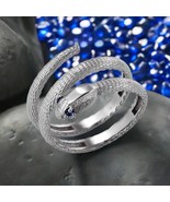 Textured Sterling Silver Coiled Wrap Snake Ring with Blue Sapphire Eyes - $164.62 CAD