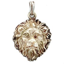 Vintage Signed Sterling Detailed Wild Animal Lion Head Face Statement Pendant - £58.40 GBP