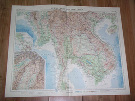 1958 Vintage Map Of Thailand Siam Vietnam Laos Cambodia Burma Scale 1:4,000,000 - £28.82 GBP