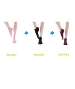 Kindred Home Yoga Socks 3-Pack Solid Color Non Slip Toeless Grip Socks S... - £8.76 GBP