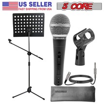 5 Core Music Stand Combo w/Dynamic Cardioid Pro Metal Microphone w/XLR Cable⭐... - £43.85 GBP
