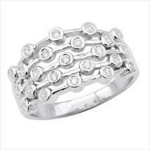 0.70Ct Round Simulated Bezel Set Bubble Design Ring 14K White Gold Plated - £157.30 GBP