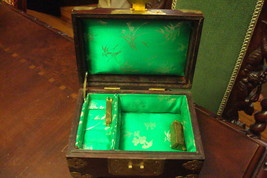Vintage ChineseWOODEN Jewelry Box with celadon Jade carved Plaques[2] - £92.79 GBP