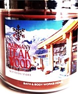 Bath &amp; Body Works  Mahogany Teakwood 3 Wick Candle 14.5 oz Snowflake Lid - $38.14 CAD