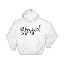 Blessed : Gift Hoodie Lettering Cursive Christian Evangelical Calligraphy Cute - £28.34 GBP