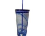 Starbucks Siren Mermaid Recycled Glass Blue Swirl Cold Cup Tumbler Grand... - £27.33 GBP