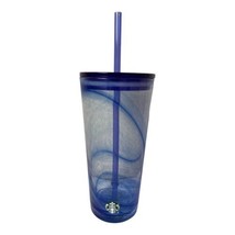 Starbucks Siren Mermaid Recycled Glass Blue Swirl Cold Cup Tumbler Grande 18 oz. - £27.40 GBP