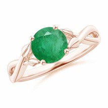 ANGARA Nature Inspired Emerald Crossover Ring with Leaf Motifs - £834.55 GBP