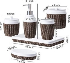 Bathroom Accessories Set 6 Piece Resin Bath Accessory Complete Set with Lotion D - £45.65 GBP