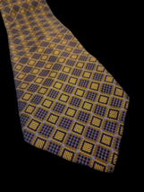 Robert Talbott Best of Class Tie Necktie Gold Blue Black Diamond Silk USA Made - £73.43 GBP