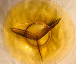 Unique Divided Dish Amber Glass Vintage Bowl Tray 11&quot; x 2&quot; - $39.00