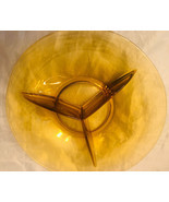Unique Divided Dish Amber Glass Vintage Bowl Tray 11&quot; x 2&quot; - £31.17 GBP