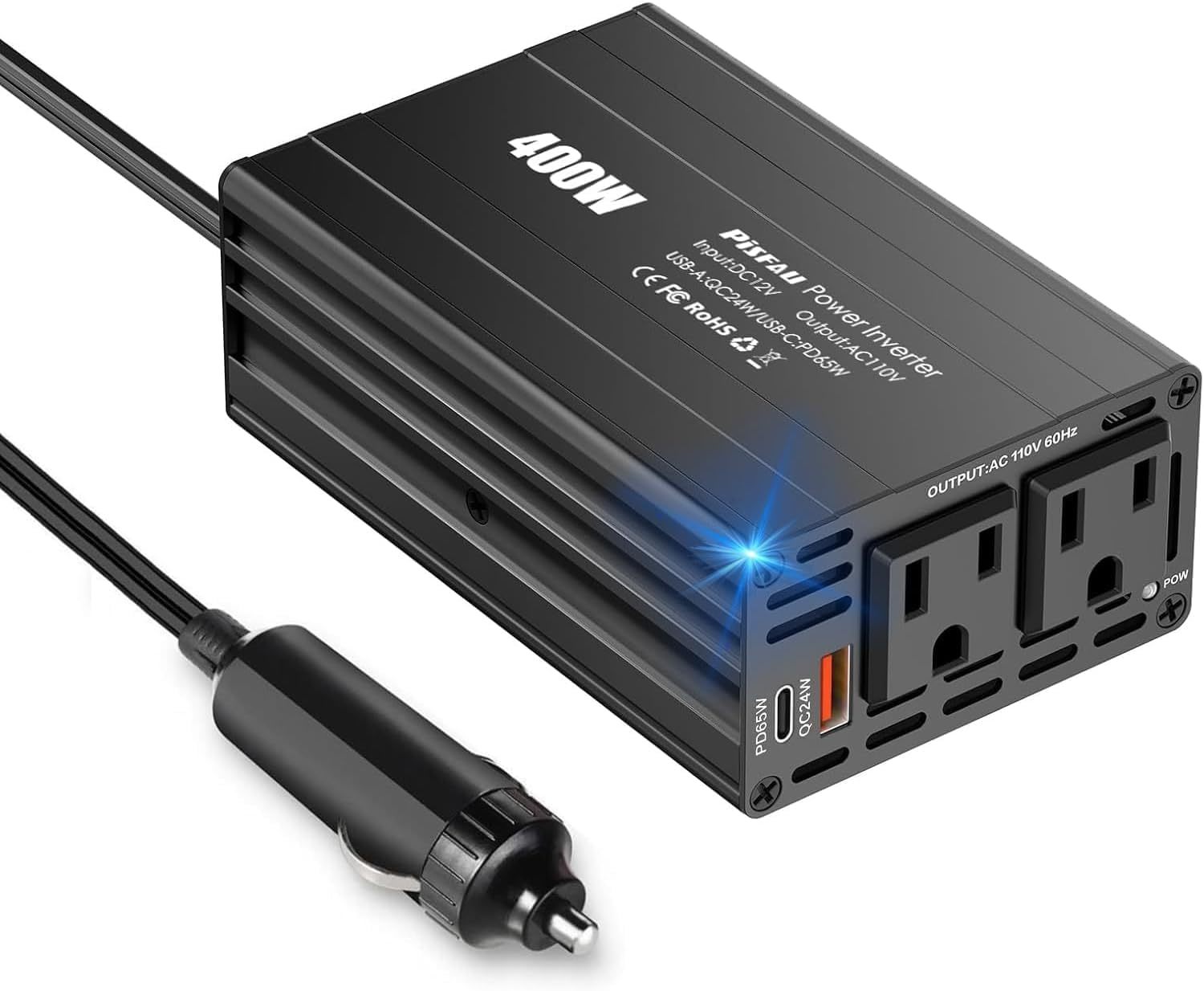 400W Car Power Inverter,Dc 12V To 110V Ac Car Plug Adapter Outlet Conver... - $32.93