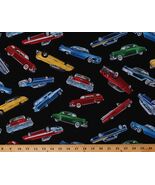 Cotton Classic Cars Antique VIntage Vehicles Black Fabric Print by Yard D771.56 - $15.95