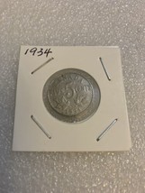 1934 Canada 5 Cents Nickel King George V  Canadian Coin - £1.12 GBP
