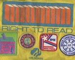 Girl Scouts Right to Read Yellow Canvas Tote Book Bag &amp; 4 Patches 1990 1991 - £37.98 GBP