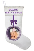 First Christmas Stocking with Photo - Personalized and Hand Made - £25.95 GBP